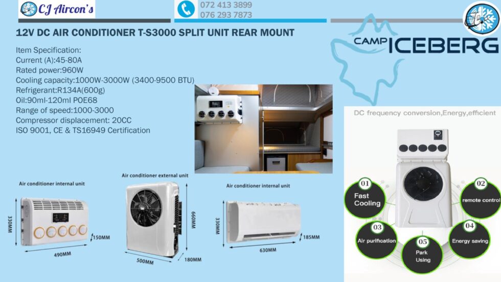 12V DC Air Conditioner Range - Cj Aircons - Gauteng